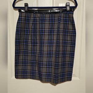 Vintage Petite Sophisticate Plaid Women's Skirt - Blue and Gray Sz 10P